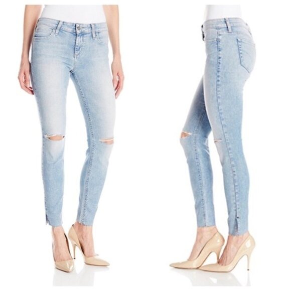 Joe's Jeans Skinny Jeans Split hem distressed Light wash midrise Blue Size 25 - Picture 1 of 16